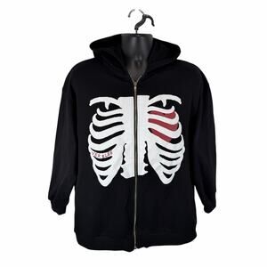 Aelfric Eden Streetwear Skeleton Hoodie Black Size Small Unisex Goth Punk Skater